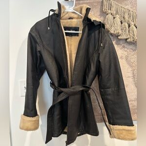Doma Black Leather Jacket with Cream Lining